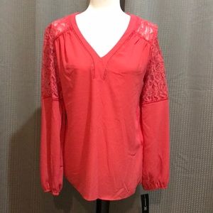 🆕INC International Concepts Coral Lace Blouse
